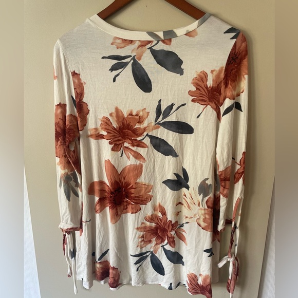 mts floral long sleeve shirt with tie sleeves size medium - Picture 4 of 6